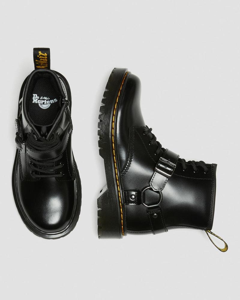 Dr Martens Junior 1460 Harness Leren Vrijetijdslaarzen Kinderen Zwart | NL 162UZG